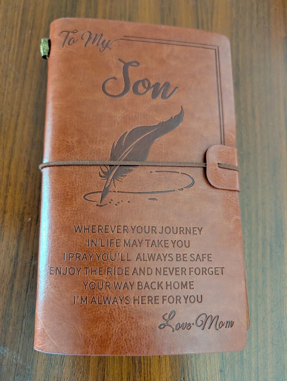 Leather Journal Cover for To My Son Brown